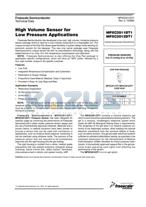MPXC2012DT1 datasheet - High Volume Sensor for Low Pressure Applications