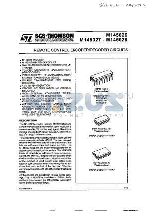 M145027B1 datasheet - REMOTE CONTROL ENCODER/DECODER CIRCUIT