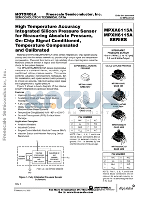 MPXH6115A datasheet - INTEGRATED PRESSURE SENSOR