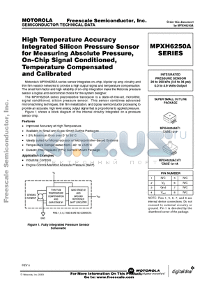 MPXH6250A datasheet - HIGH TEMPERATURE ACCURACY INTEGRATED SILICON PRESSURE SENSOR