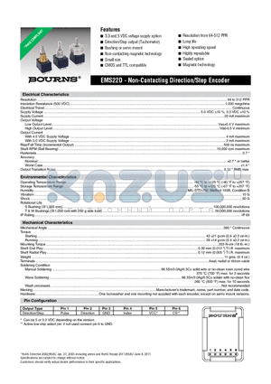 EMS22D31-B25-LT2 datasheet - Non-Contacting Direction/Step Encoder