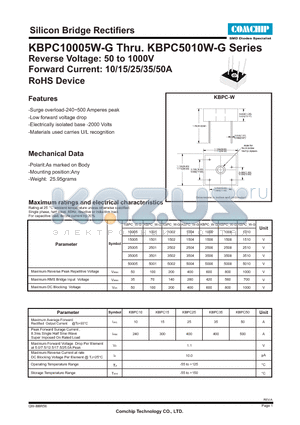 KBPC2510W-G datasheet - Silicon Bridge Rectifiers