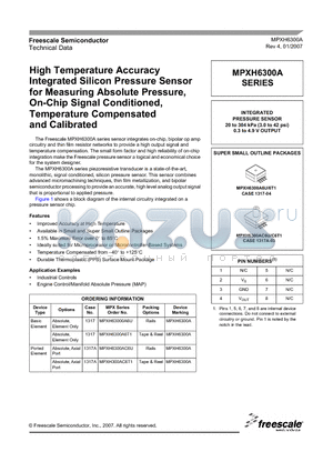 MPXH6300A datasheet - High Temperature Accuracy Integrated Silicon Pressure Sensor for Measuring Absolute Pressure