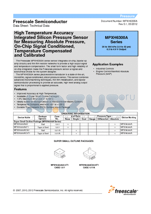 MPXH6300A6U datasheet - High Temperature Accuracy Integrated Silicon Pressure Sensor