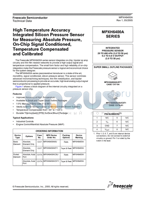 MPXH6400A datasheet - High Temperature Accuracy integrated Silicon Pressure Sensor