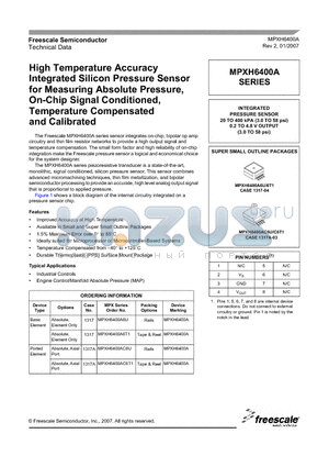 MPXH6400A6U datasheet - High Temperature Accuracy Integrated Silicon Pressure Sensor for Measuring Absolute Pressure