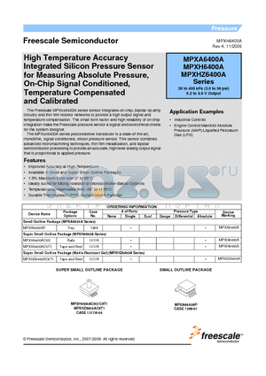 MPXH6400AC6T1 datasheet - High Temperature Accuracy Integrated Silicon Pressure Sensor