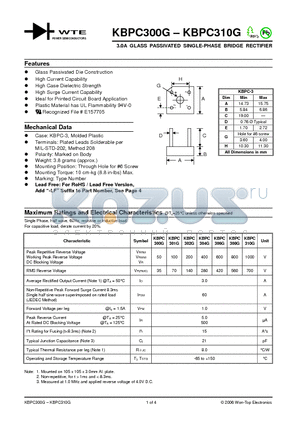 KBPC300G_06 datasheet - 3.0A GLASS PASSIVATED SINGLE-PHASE BRIDGE RECTIFIER