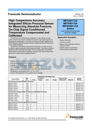 MPXHZ6115A6U datasheet - High Temperature Accuracy Integrated Silicon Pressure Sensor