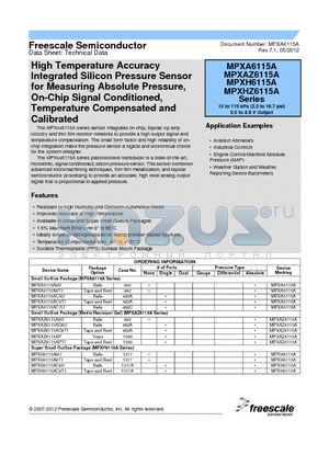 MPXHZ6115A6U datasheet - High Temperature Accuracy Integrated Silicon Pressure Sensor