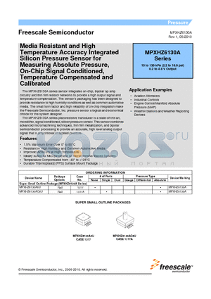 MPXHZ6130A datasheet - Media Resistant and High Silicon Pressure Sensor for Measuring Absolute Pressure