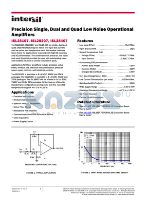 ISL28107 datasheet - Precision Single, Dual and Quad Low Noise Operational