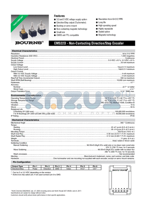 EMS22D31-C16-LW3 datasheet - Non-Contacting Direction/Step Encoder