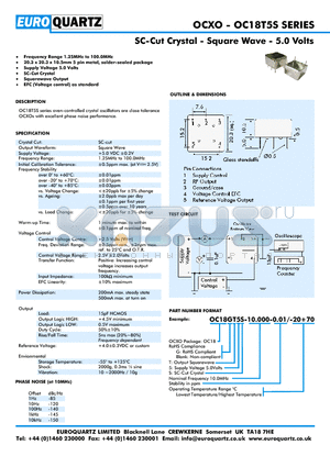 OC18GT5S-10.000-0.01-20 datasheet - SC-Cut Crystal - Square Wave - 5.0 Volts