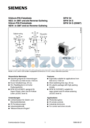 Q62702-P73 datasheet - Silicon PIN Photodiode