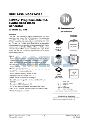 NBC12439FA datasheet - 3.3V/5V Programmable PLL Synthesized Clock Generator