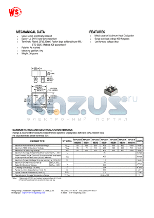 MB2510 datasheet - SINGLE - PHASE SILICON BRIDGE RECTIFIER