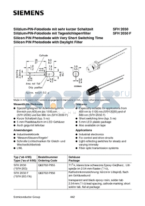 Q62702-P956 datasheet - Silizium-PIN-Fotodiode mit sehr kurzer Schaltzeit Silizium-PIN-Fotodiode mit Tageslichtsperrfilter