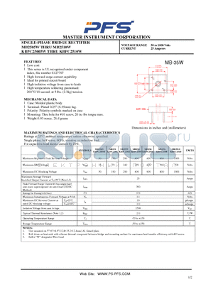 MB251W datasheet - SINGLE-PHASE BRIDGE RECTIFIER