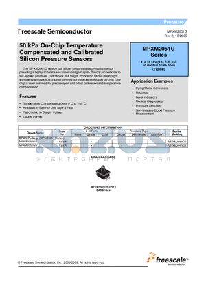 MPXM2051GST1 datasheet - 50 kPa On-Chip Temperature Compensated and Calibrated Silicon Pressure Sensors