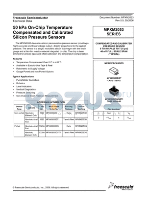 MPXM2053 datasheet - 50 kPa On-Chip Temperature Compensated and Calibrated Silicon Pressure Sensors