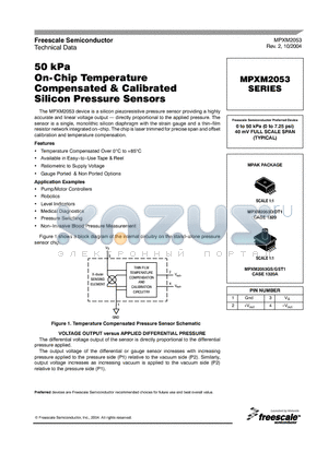 MPXM2053DT1 datasheet - 50 kPa On-Chip Temperature Compensated & Calibrated Silicon Pressure Sensors