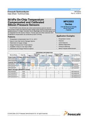 MPXM2053DT1 datasheet - 50 kPa On-Chip Temperature Compensated and Calibrated Silicon Pressure Sensors