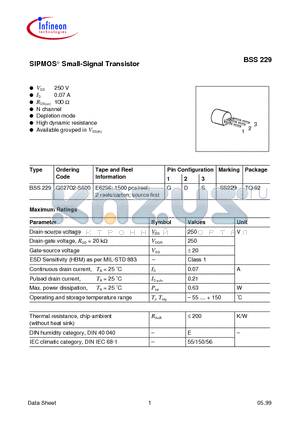 Q62702-S600 datasheet - SIPMOS Small-Signal Transistor