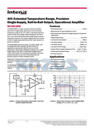 ISL28118MUZ datasheet - 40V Extended Temperature Range, Precision Single-Supply, Rail-to-Rail Output