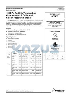 MPXM2102DT1 datasheet - 100 kPa On-Chip Temperature Compensated & Calibrated Silicon Pressure Sensors