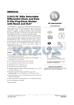 NBSG53AMNR2G datasheet - 2.5V/3.3V SiGe Selectable Differential Clock and Data D Flip−Flop/Clock Divider with Reset and OLS