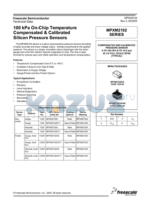 MPXM2102GS datasheet - 100 kPa On-Chip Temperature Compensated & Calibrated Silicon Pressure Sensors