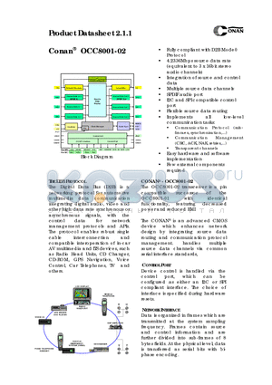 OCC8001-01 datasheet - The OCC8001-02 transceiver is a pin compatible successor of the OCC8001-01 with identical functionality,