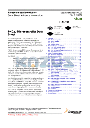 MPXN2010VLU120R datasheet - PXD20 Microcontroller