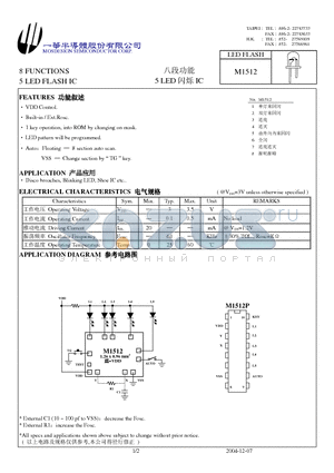 M1512 datasheet - 8 FUNCTIONS 5 LED FLASH IC