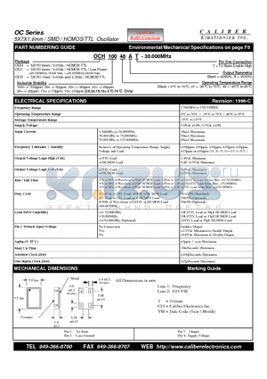 OCD20T datasheet - 5X7X1.6mm / SMD / HCMOS/TTL Oscillator