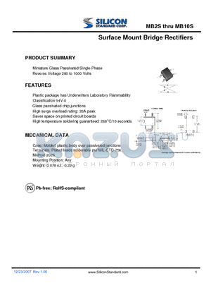 MB2S datasheet - Surface Mount Bridge Rectifiers