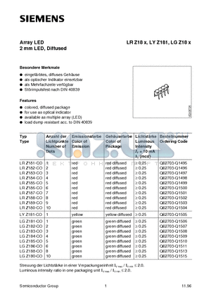 Q62703-Q1497 datasheet - Array LED 2 mm LED, Diffused
