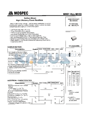MH52 datasheet - HIGH EFFICIENCY RECTIFIERS(5.0A,50-400V)
