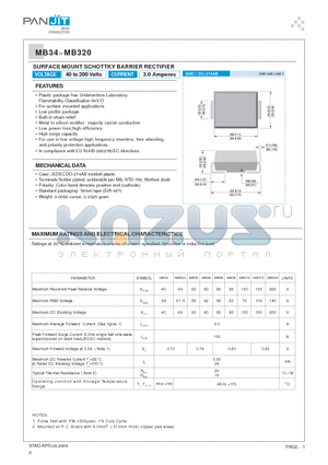 MB320 datasheet - SURFACE MOUNT SCHOTTKY BARRIER RECTIFIER