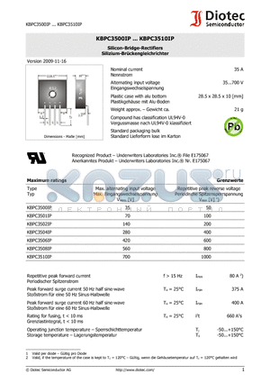 KBPC3506IP datasheet - Silicon-Bridge-Rectifiers