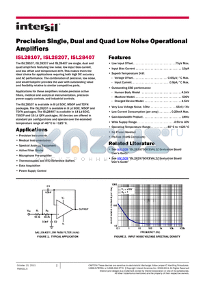ISL28207 datasheet - Precision Single, Dual and Quad Low Noise Operational Amplifiers