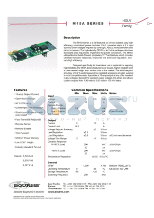 M15A datasheet - full-featured set of non-isolated, very highefficiency, board-level power modules