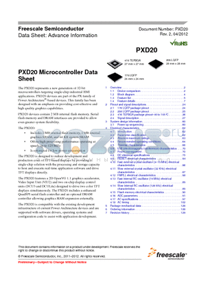 MPXS2005VVU120R datasheet - PXD20 Microcontroller