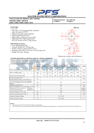 MB356 datasheet - SINGLE-PHASE BRIDGE RECTIFIER