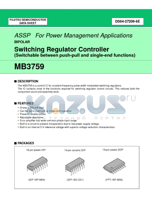 MB3759C datasheet - Switching Regulator Controller (Switchable between push-pull and single-end functions)