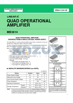 MB3614 datasheet - QUAD OPERATIONAL AMPLIFIER