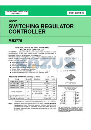 MB3775 datasheet - SWITCHING REGULATOR CONTROLLER