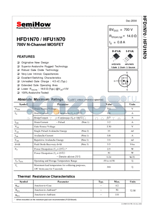 HFD1N70 datasheet - 700V N-Channel MOSFET