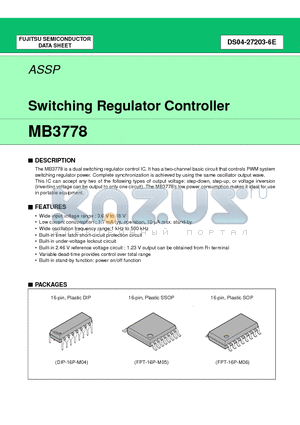 MB3778PFV datasheet - Switching Regulator Controller